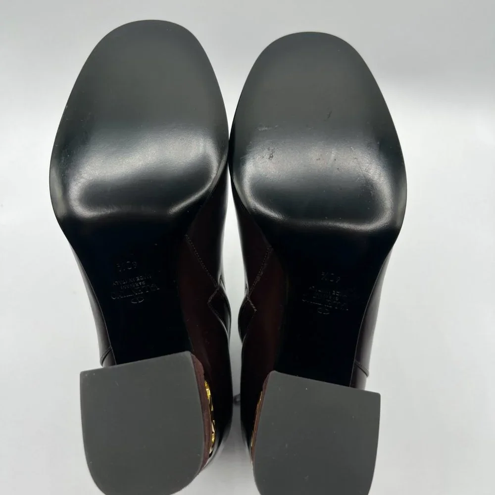 Valentino Garavani VLogo Heritage Leather VLogo-Heel Booties Made in Italy Sz 40 - Picture 11 of 14
